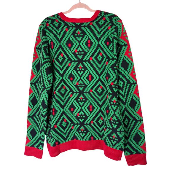Jolly Sweaters Green & Red Llama Jingle Bells Holiday Winter Sweater Size L - Picture 4 of 8